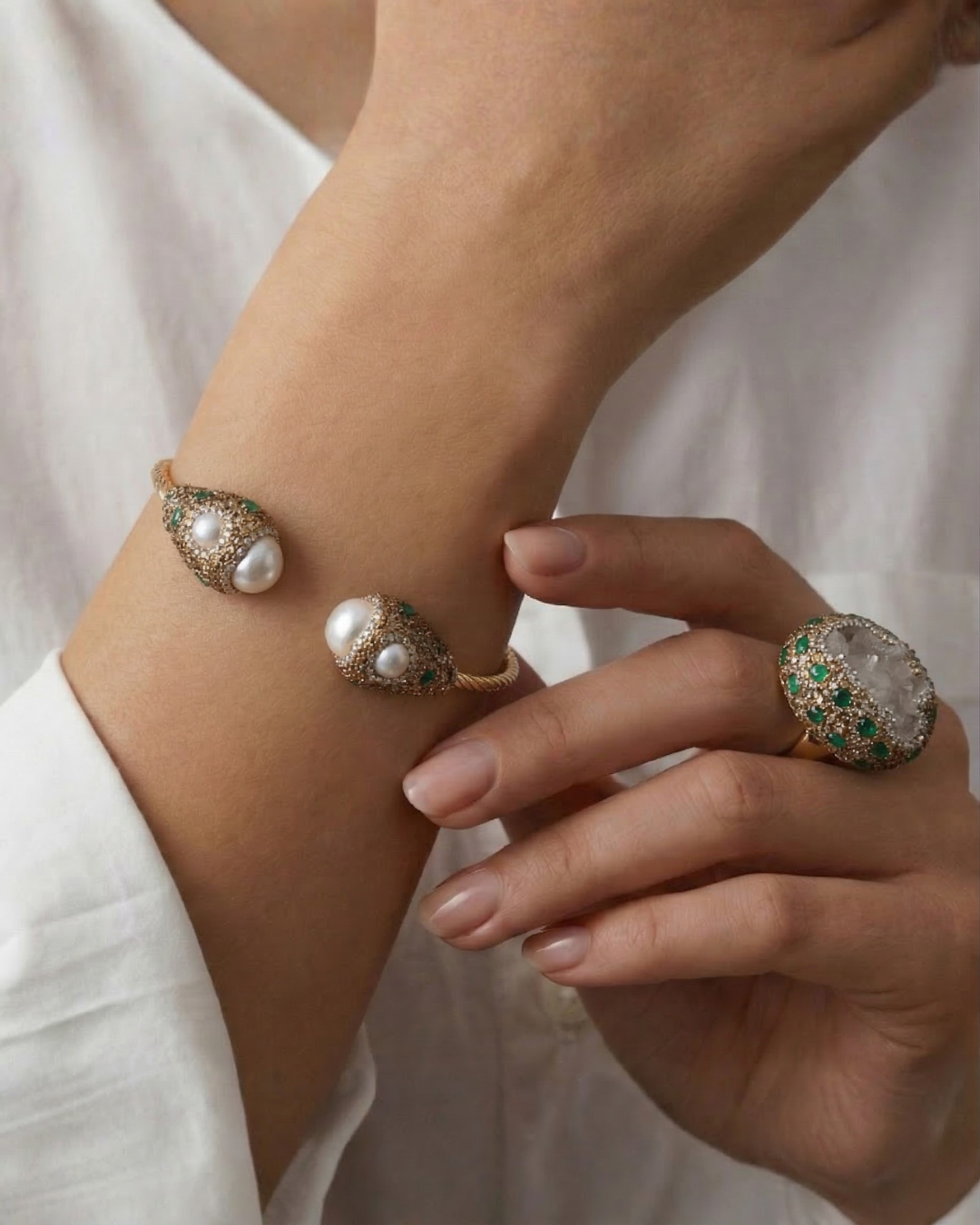 Regal Aura Statement Cuff with ring