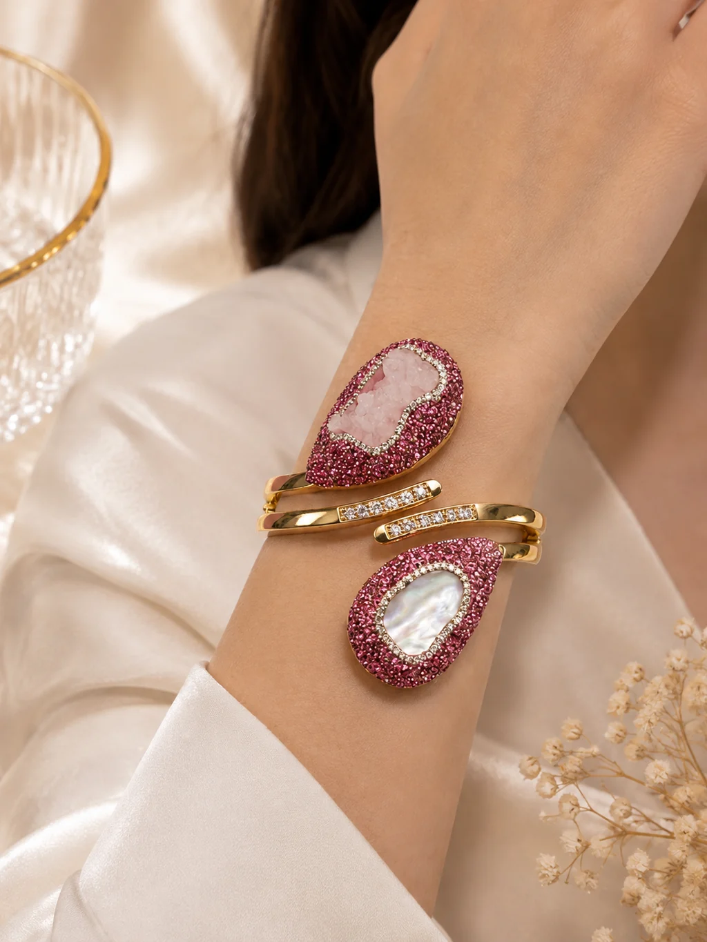 Blush Glam Druzy Cuff Bracelet