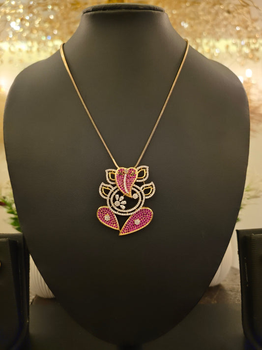 Ruby Leaf Bloom Pendant Set