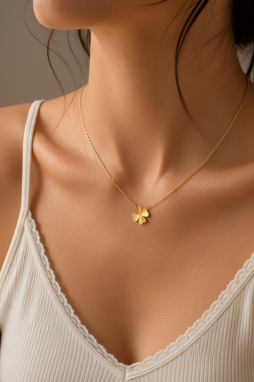 Golden clover charm pendant
