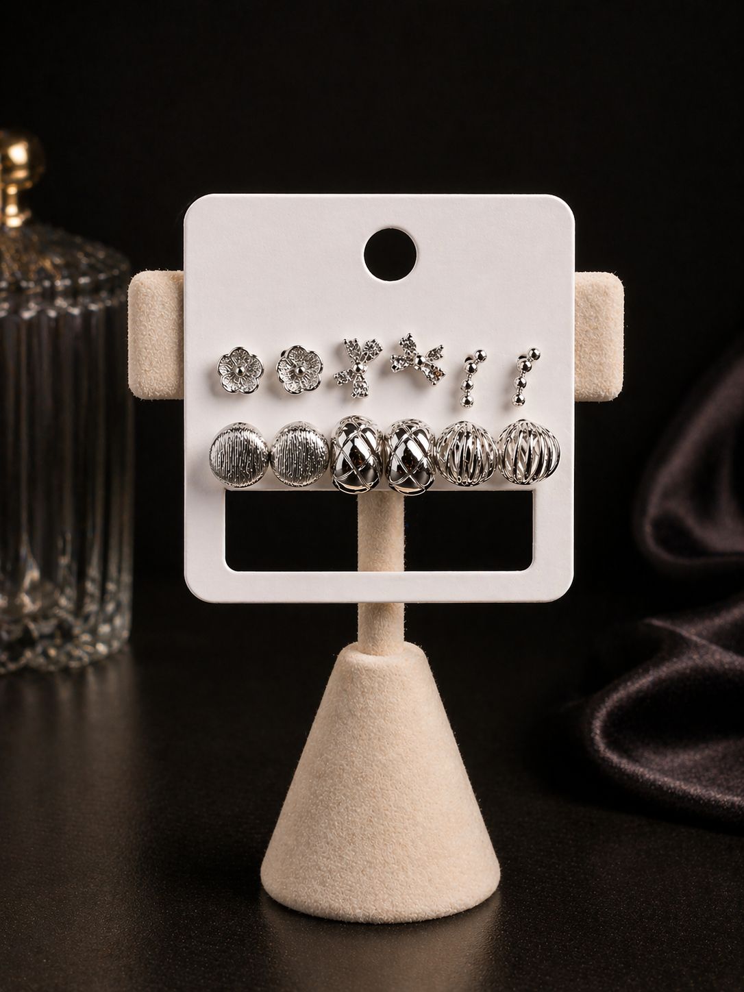 Golden Flutter Multi-Stud & Mini Hoop Earring Set