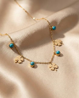 Turquoise Clover Charm Necklace