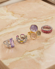1 - Prism line ring |  2- chromlink luxe ring | 3- peastel orbit ring | 4- rose eternity ring - COMBO PACK / 4 IN 1