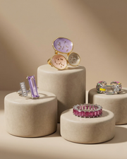 1 - Prism line ring |  2- chromlink luxe ring | 3- peastel orbit ring | 4- rose eternity ring - COMBO PACK / 4 IN 1