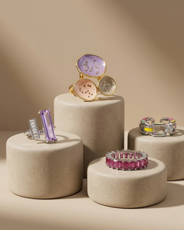 1 - Prism line ring |  2- chromlink luxe ring | 3- peastel orbit ring | 4- rose eternity ring - COMBO PACK / 4 IN 1