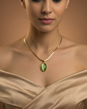 Olive Aura Stone Necklace