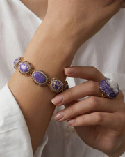 Amethyst Aura Statement Bracelet with ring