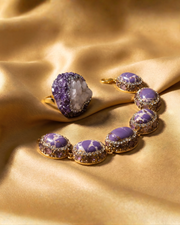 Amethyst Aura Statement Bracelet with ring