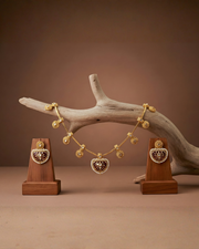 Antique Charm Heart Drop Necklace Set
