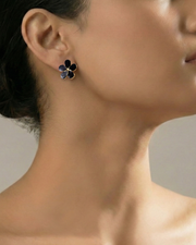 Bloom Black Floral Stud Earrings