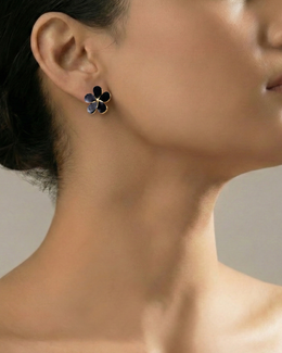Bloom Black Floral Stud Earrings