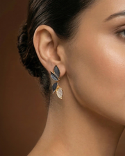 Dewdrop Leaf Stud Earrings
