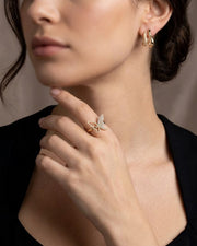 Dual Glow Curve Hoops with butterfly ring