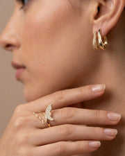 Dual Glow Curve Hoops with butterfly ring