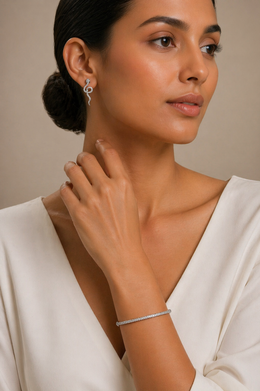 Elan Diamond Line Bracelet with Serpent Coil Studs (Combo)