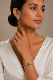 Elan Emerald Halo Bracelet with Serpent Coil Studs (Combo)