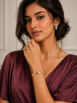 Luxe Screw Cuff with Eterna Knot Ring