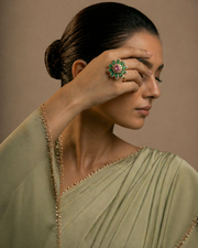 Rajwadi Emerald Bloom Statement Ring
