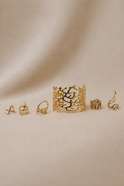 Coraline Gold Cuff with 5 rings