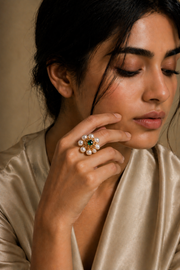 Emerald Pearl Bloom Statement Ring