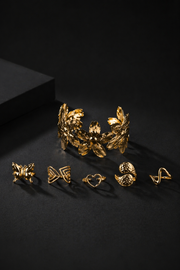 Golden Blossom Cuff with 5 rings
