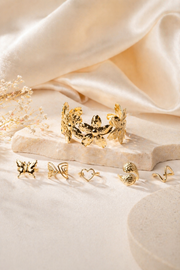 Golden Blossom Cuff with 5 rings
