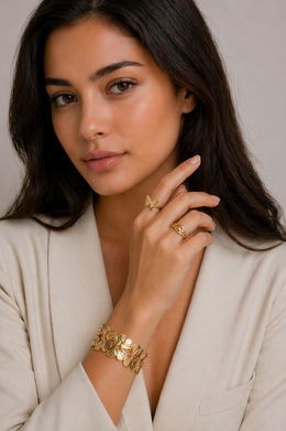 Golden Wing Cuff with 2 rings