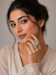 Twin Butterfly Sparkle Adjustable Ring