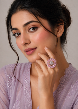 Blush Daisy Crystal Statement Ring
