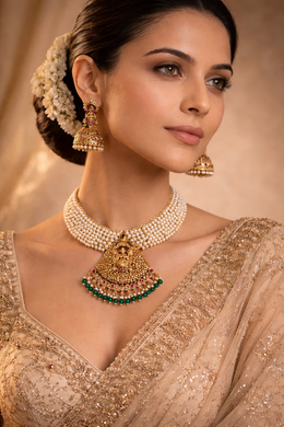 Maharani Pearl Temple Choker Set