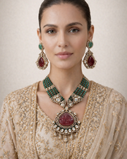 Noor-e-ruby emerald heritage set