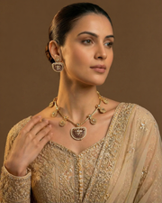 Antique Charm Heart Drop Necklace Set
