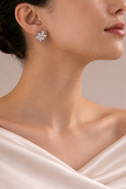 Silver Spark Bloom Stud Earrings