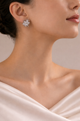 Silver Spark Bloom Stud Earrings