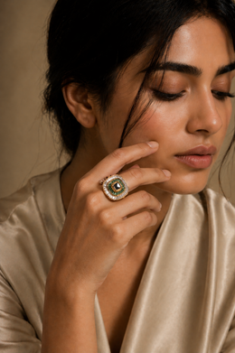 Emerald Halo Royale Statement Ring
