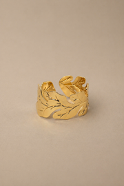 Golden Monstera Cuff with 5 rings