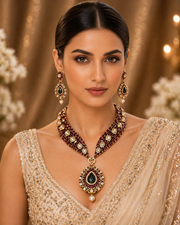 Rajwada Emerald Drop Statement Set