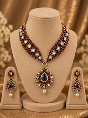 Rajwada Emerald Drop Statement Set