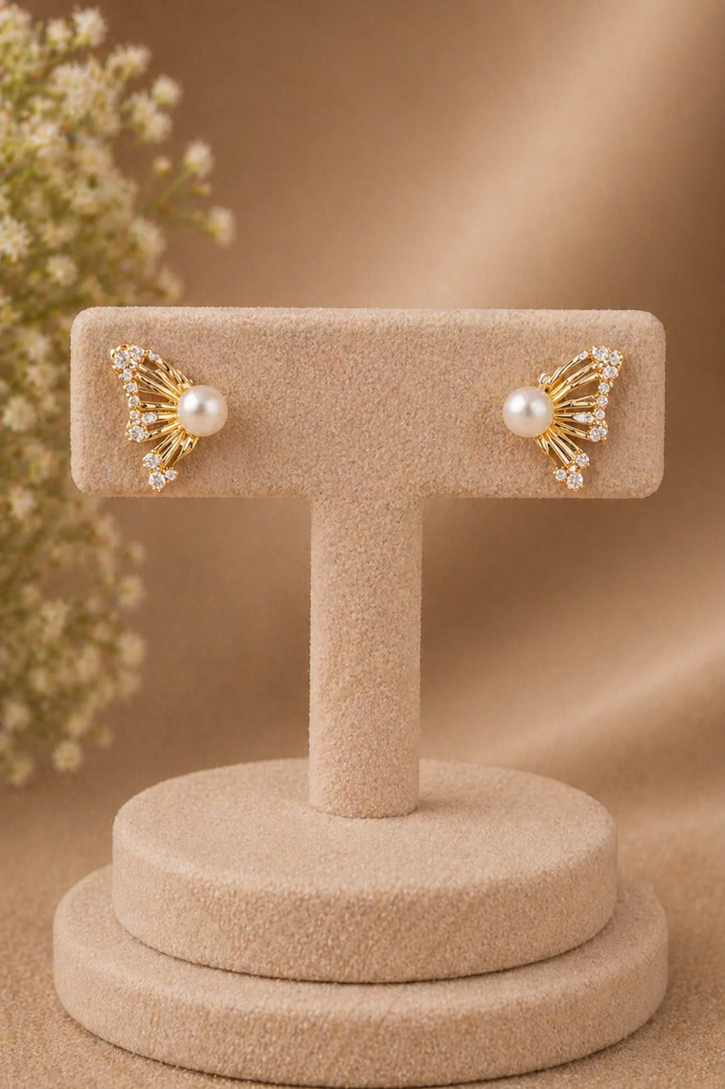 Pearl Whisper Butterfly Studs