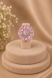 Blush Daisy Crystal Statement Ring