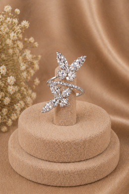 Twin Butterfly Sparkle Adjustable Ring