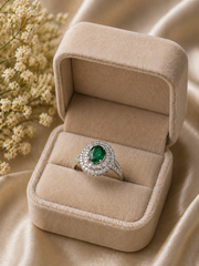 Emerald Royale Double Halo Ring