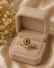 Royal Navratna Pearl Halo Ring
