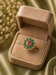 Rajwadi Emerald Bloom Statement Ring