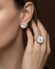Elan floral ring with ivory grace studs