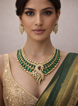 Emerald Swan Royale Necklace Set