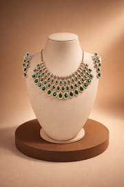 Emerald dewdrop Statement Necklace Set