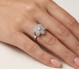 Snowflake Bloom Crystal Statement Ring