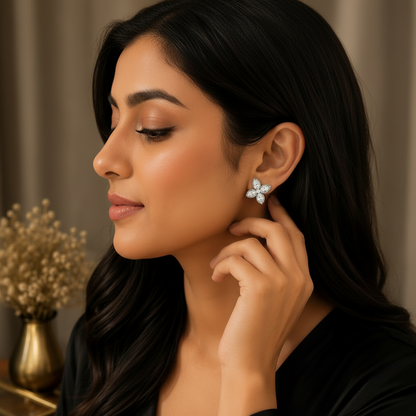 Floral crystal earrings