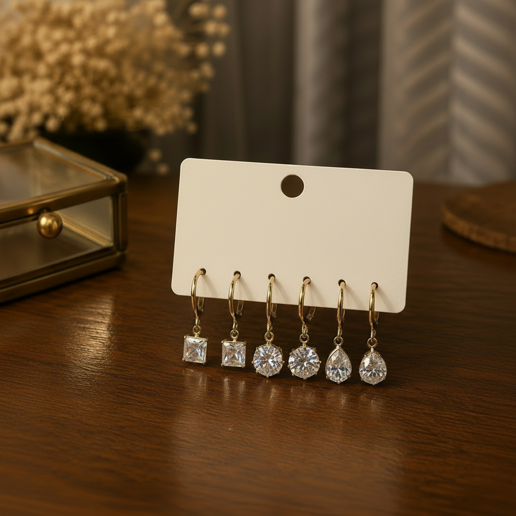 Crystal Drop Hoop Earrings
